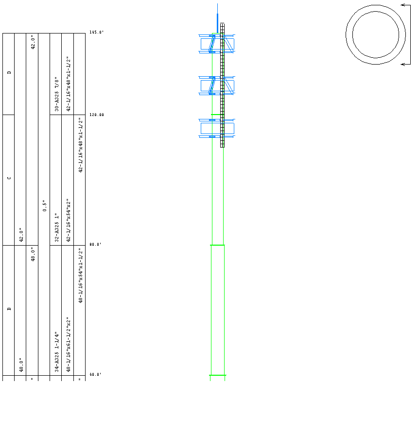 Pole tower profile view